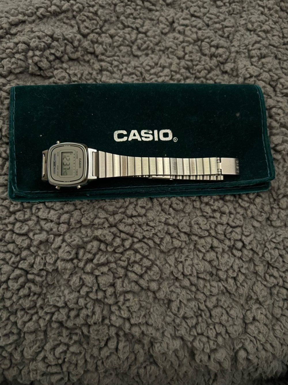 Casio Digital Watch in Silver with Green Case